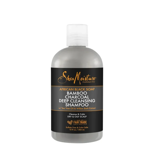 African Black Soap Bamboo Charcoal Deep Cleansing Shampoo (384ml)